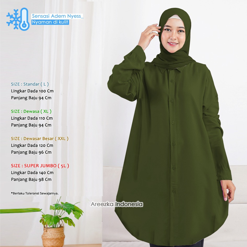 Tunik JUMBO Baju Tunik Jumbo Polos Bahan Rayon Premium Viscose Ukuran Besar Ld 140