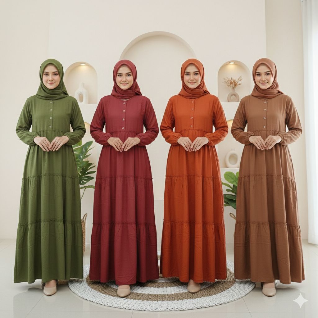 Gamis Rayon casual By Zavier Halis Fashion polos warna ZANJ480