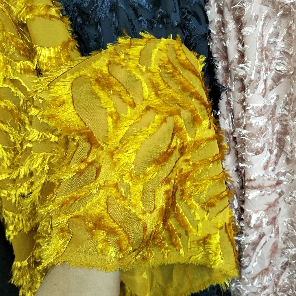 kain sifon rumbai garmen/kain ceruty bulu antik premium