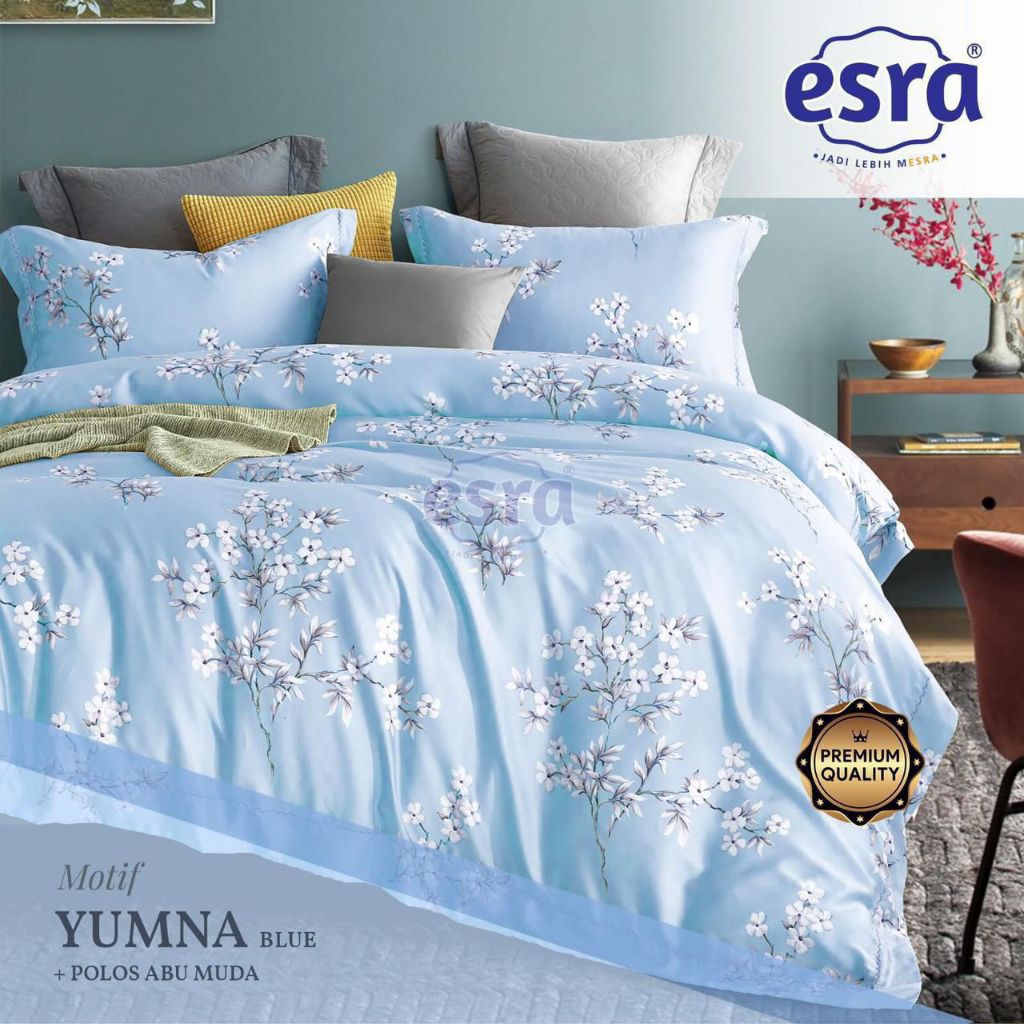 Sprei Katun Lokal Motif Yumna Biru & Hijau  by Katun Esra ,Sprei Homemade/sprei custom UK 80,90,100,