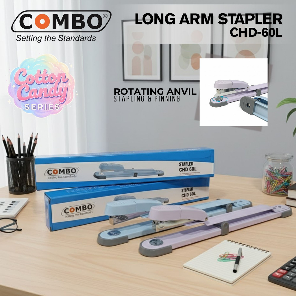 LONG ARM STAPLER COMBO CHD-60L / STAPLES PANJANG JILID