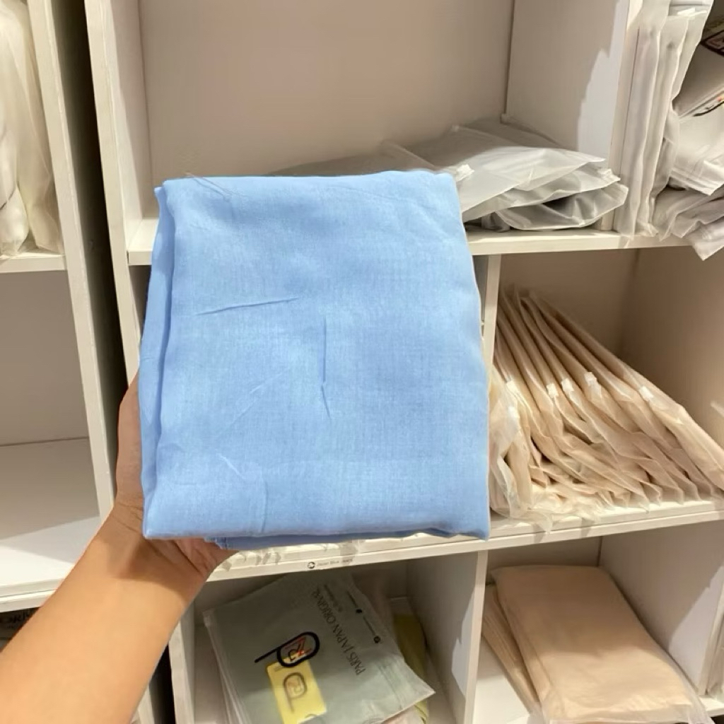 Hijab Segi Empat biru muda Paris Jadul biru muda ORI Varisha - Hijab Terlaris || Biru muda || Paris 