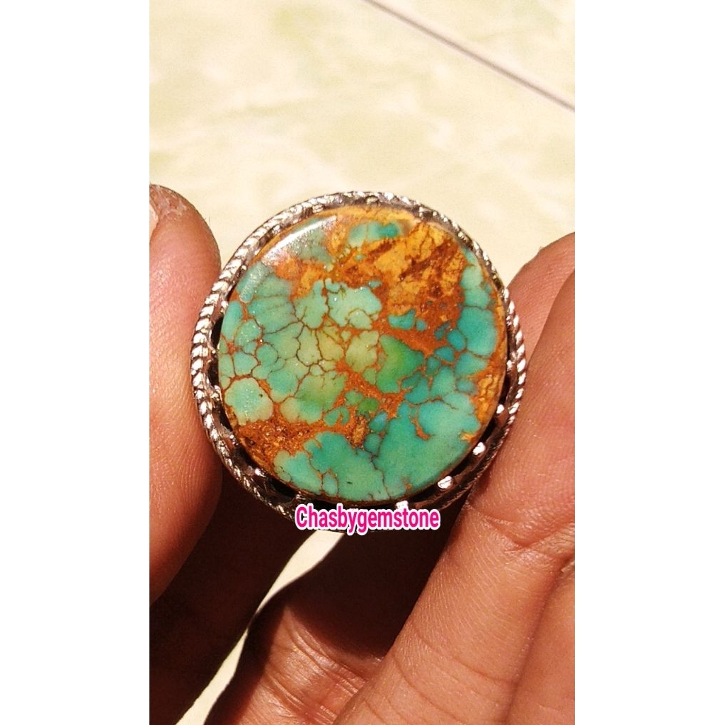 Batu Pirus Persia urat emas-Persian Turquoise serat emas lawasan