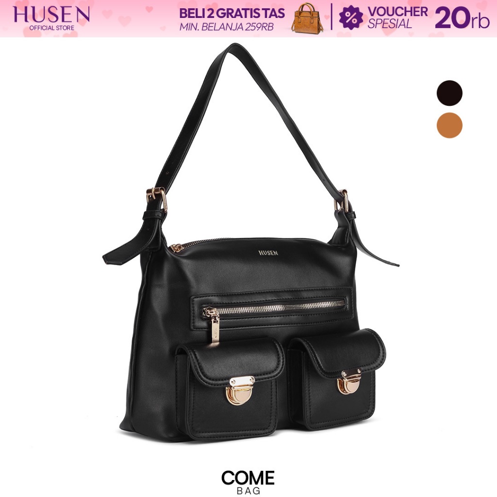 HUSEN Tote Bag Wanita Come Bag Shoulder Bag Tas Wanita Leather Premium Zipper