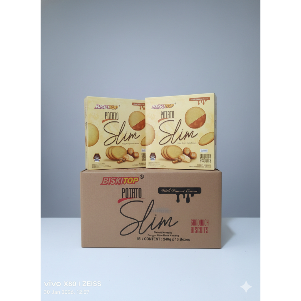 Biskitop Potato Slim Cream Peanut 216gr x 10 / Biskuit Biskitop Potato Slim Cream Peanut 1dus