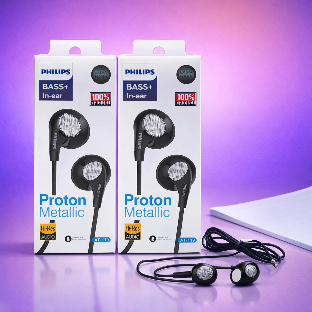 Earphone - Handsfree - Headset PHILIPS AT-119 Stereo Extra Bass HF Universal + Mic AT119 PH-02