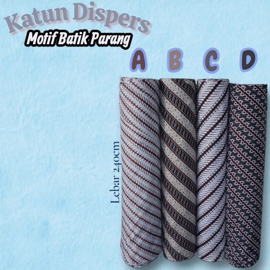 Bahan Kain Katun Dispers Sprei Motif Batik Parang / kain cotton seprei, gorden, korden halus murah