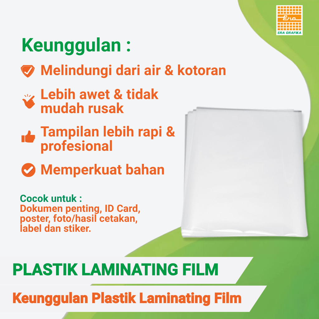Plastik Laminating Tebal 100 Micron uk A4 | Laminating Pouch Film untuk Dokumen/Sertifikat/Ijazah