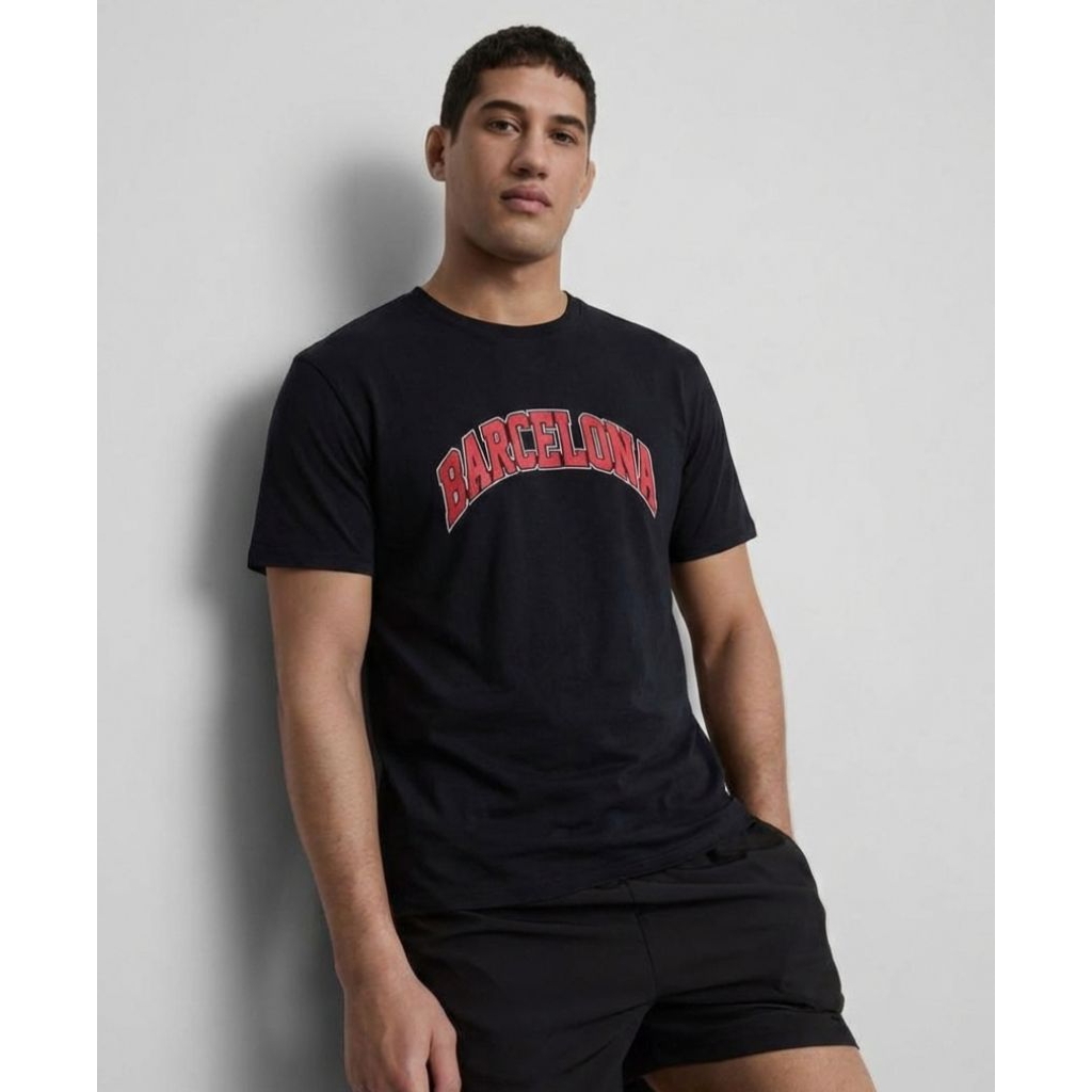 Primark Cares T Shirt Barcelona Kaos Oblong Pria Lengan Pendek Kerah Bulat  Atasan TShirt Big Size K