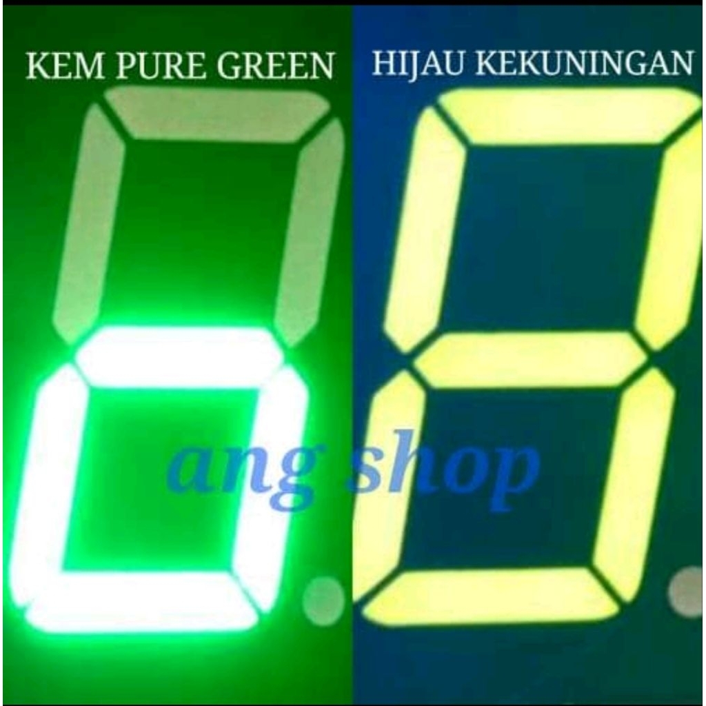 15 Pcs 7 Segment 1.2" KEM Pure Green Seven Segment 1.2 Inch 1,2 Inci Hijau