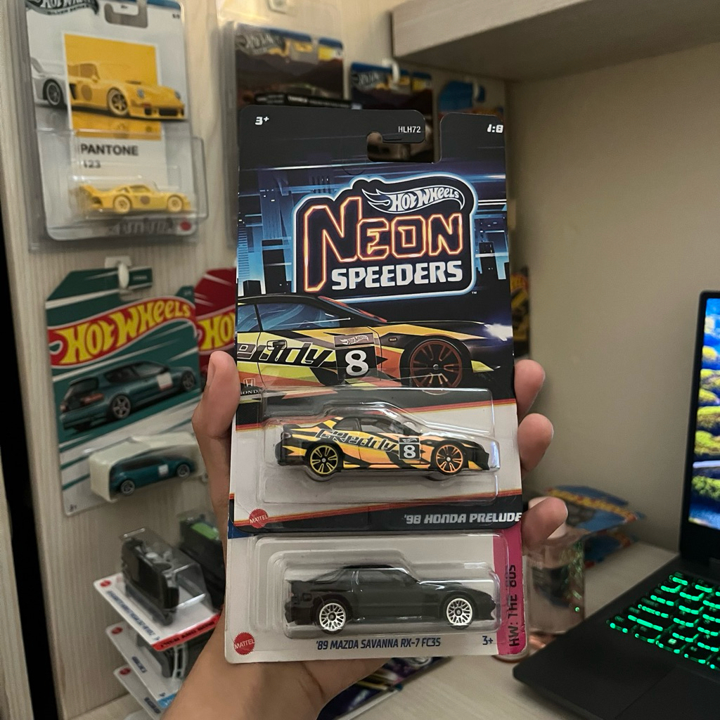 Paket HotWheels Neon Speeders Honda Prelude & Mazda Savanna RX-7