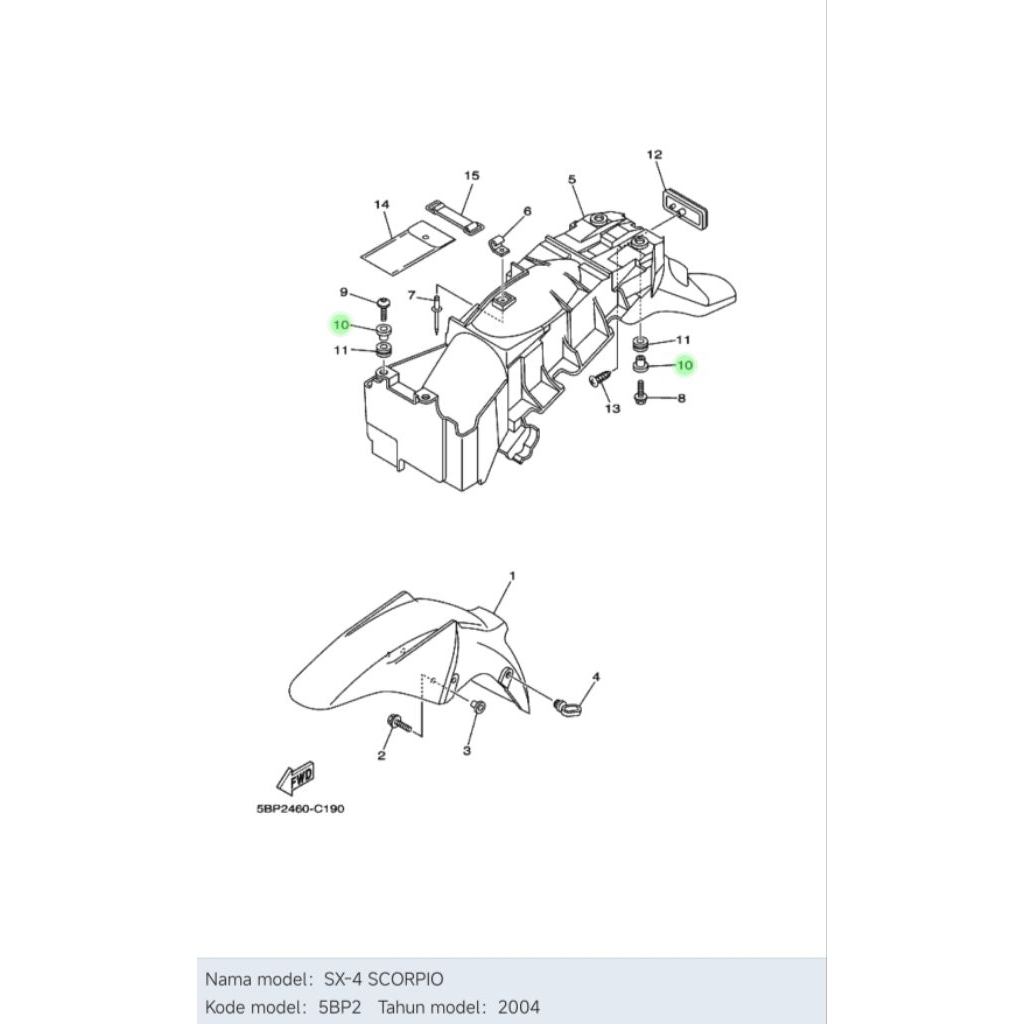 Collar Bosh Bos Baut Spakbor Belakang Yamaha Scorpio Original 90387-06816