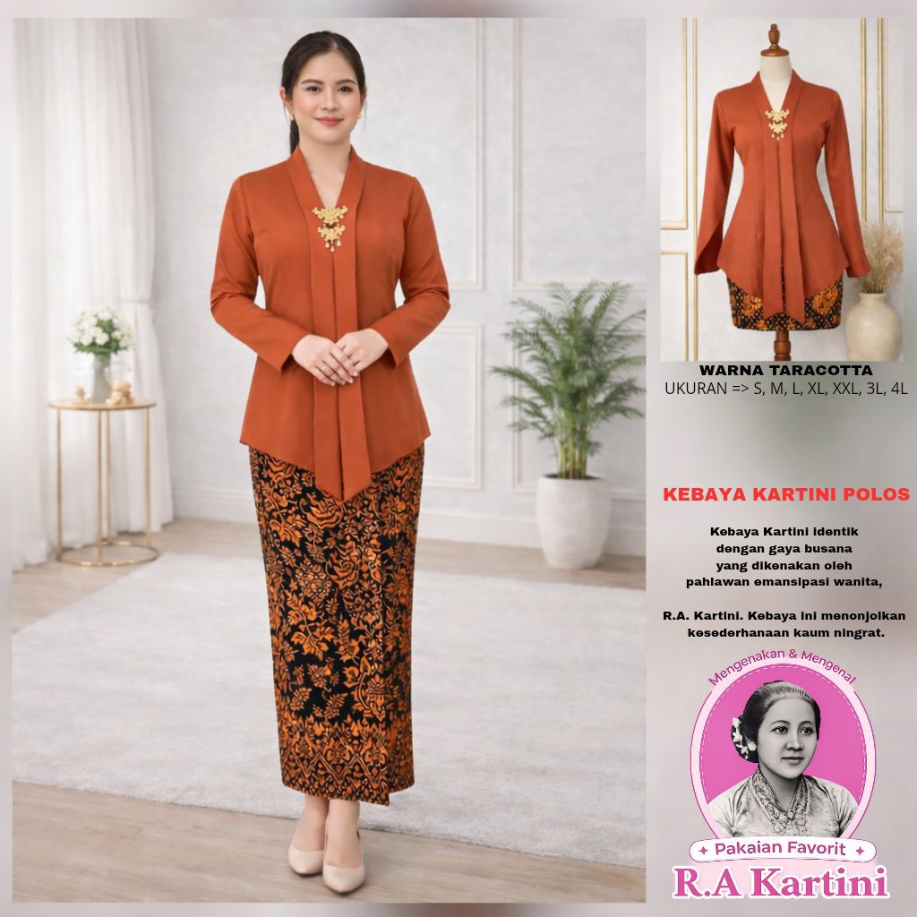 Kebaya Kartini Modern Polosan – Lengan Panjang