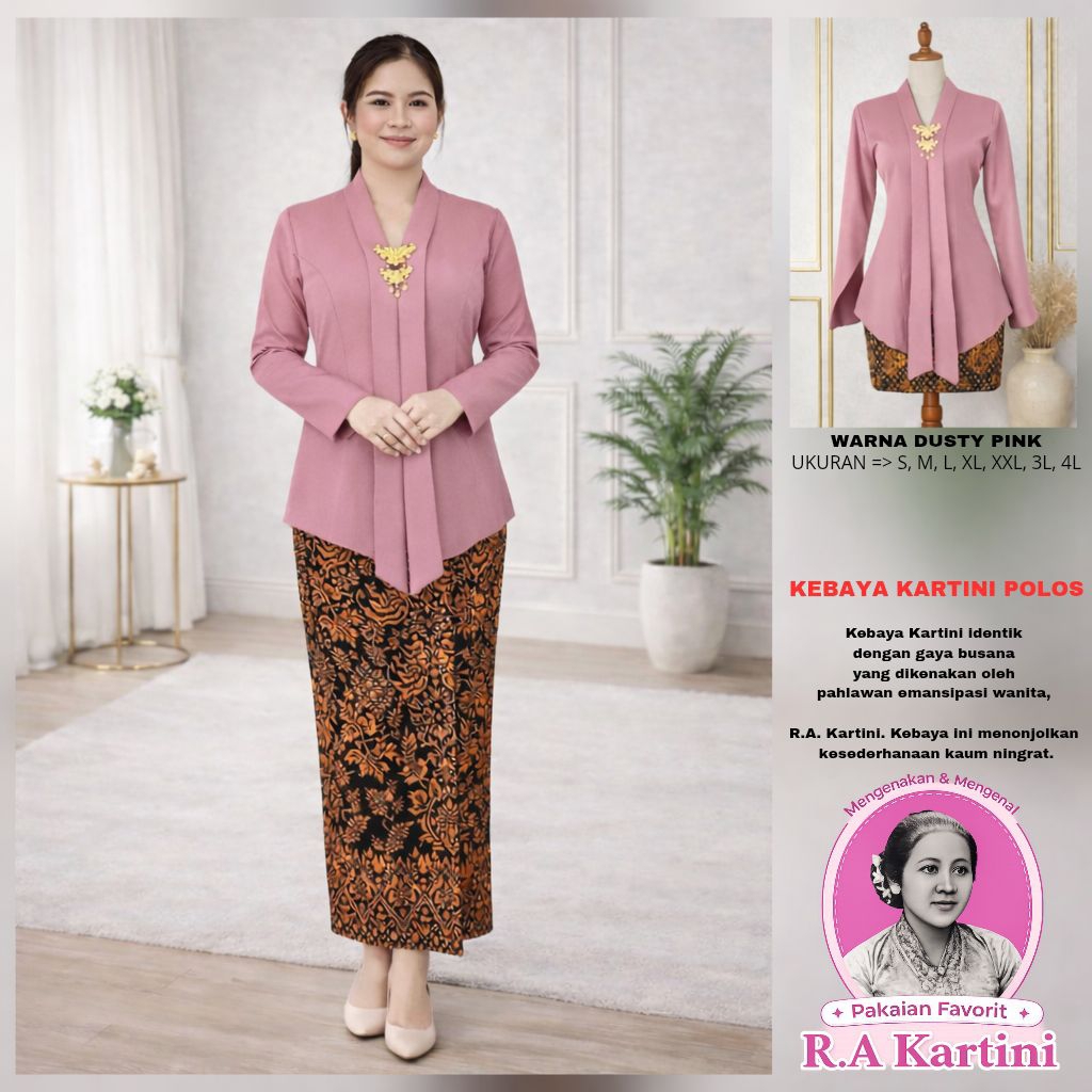 Kebaya Kartini Modern Polosan – Lengan Panjang