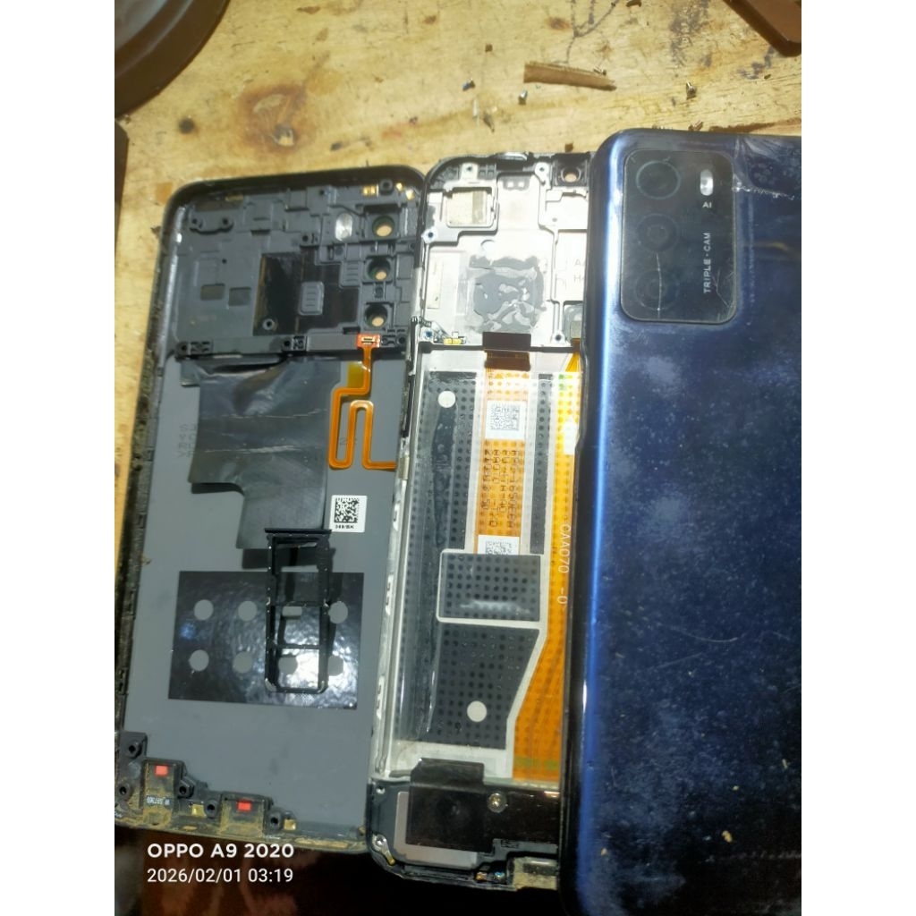 FRAME TATAKAN LCD, BEZZEL SIDIK JARI OPPO A16 ORIGINAL COPOTAN