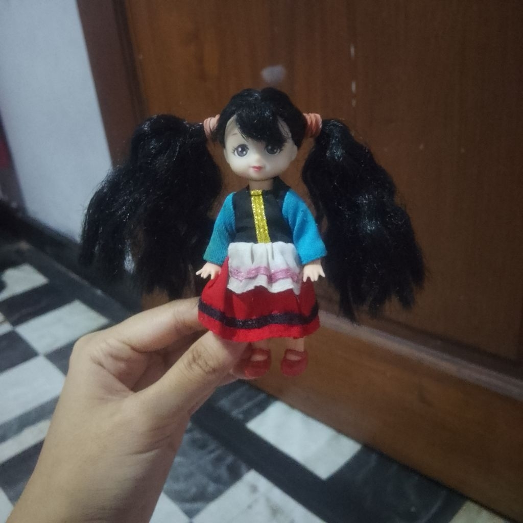 boneka barbie world kids doll kelly doll mini kecil rambut hitam custom art dolls kawaii kawai cute 
