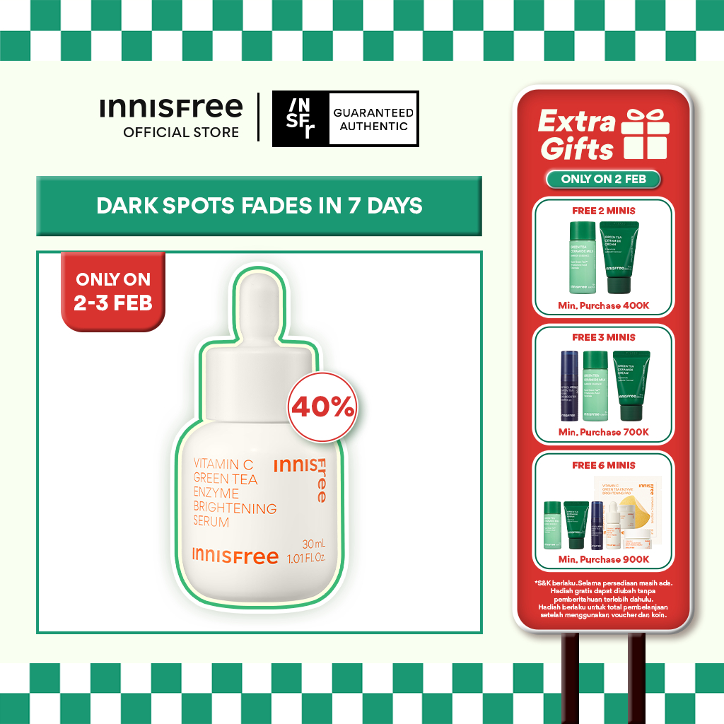 Innisfree Vitamin C Green Tea Enzyme Brightening Serum / Serum Pencerah Noda Hitam