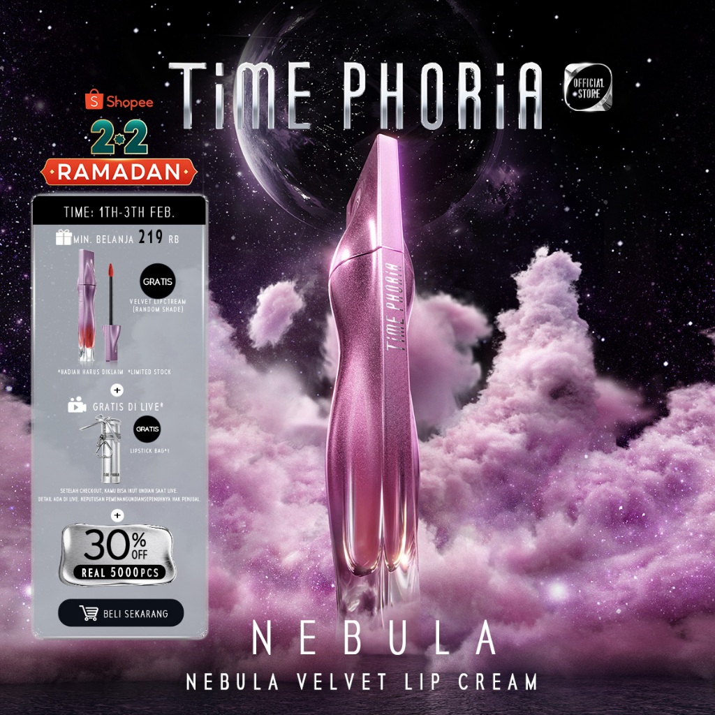 TIME PHORIA - TASYA FARASYA APPROVED Nebula Velvet Lip Cream 4ML Liptint Waterproof Tahan Lama Lip S