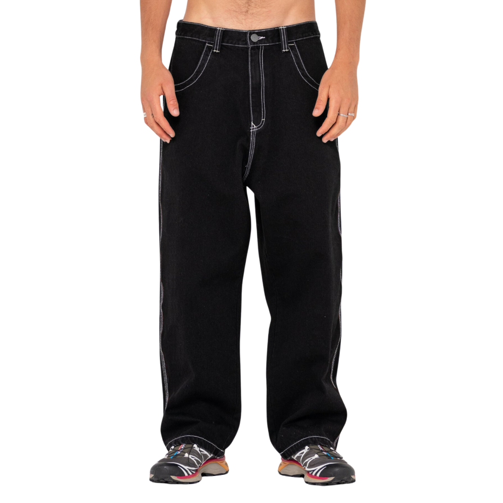 Afterall - Long Pants Baggy Jeans Contrast Stitching Celana Panjang Baggy Jeans Denim Gombrang