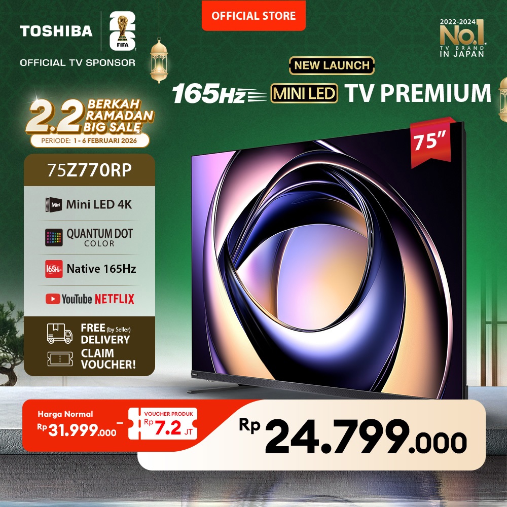 Toshiba TV 75" 4K UHD AI Smart TV - Dolby Vision IQ + Atmos Regza ZRi 2.1.2 Surround Eilex Native 17