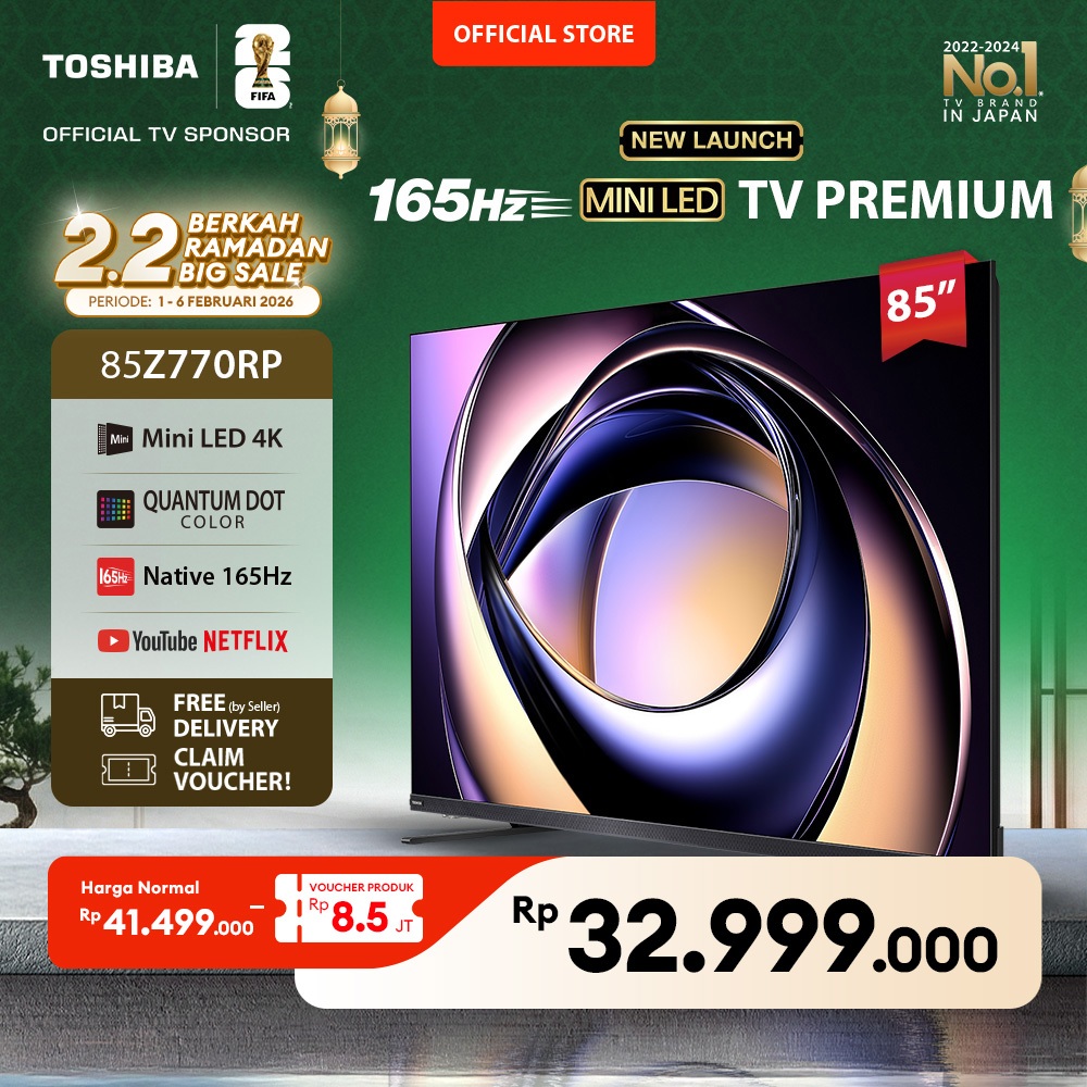 [AI 4K Mini LED 185Hz] Toshiba TV 85" 4K UHD AI Smart TV - Dolby Vision IQ + Atmos Regza ZRi 2.1.2 S