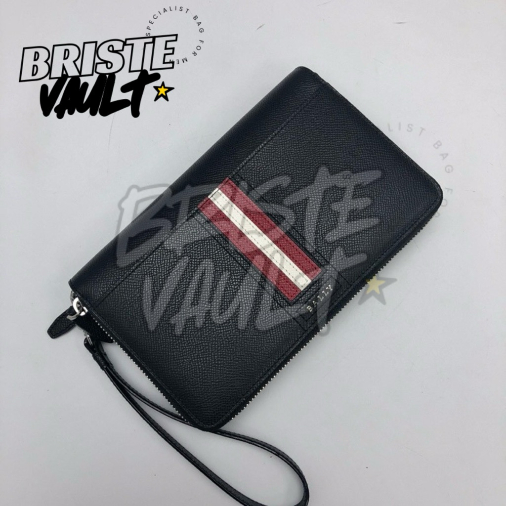 BRISTE VAULT Clutch Bally Tinger Handbag Pria Bally Double Zipper Original Fullset