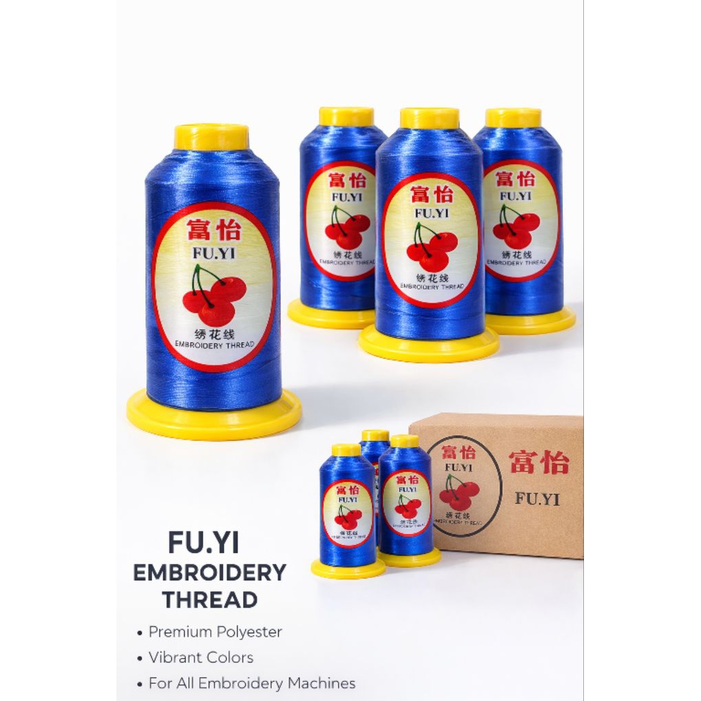Benang Bordir Polyester Merk FUYI Warna Biru