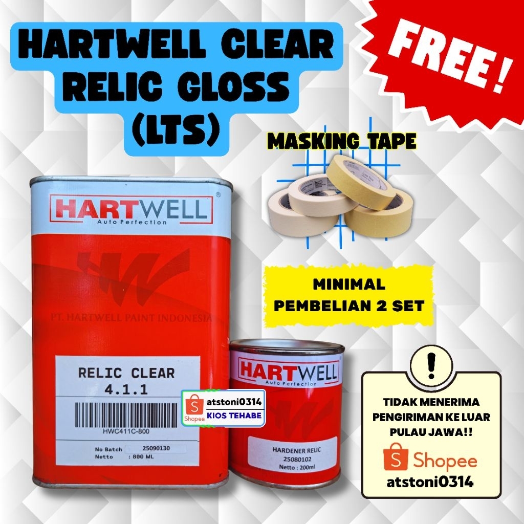 Hartwell Clear Relic Gloss New (1-Liter/set)  Perawatan cat kendaraan mobil motor