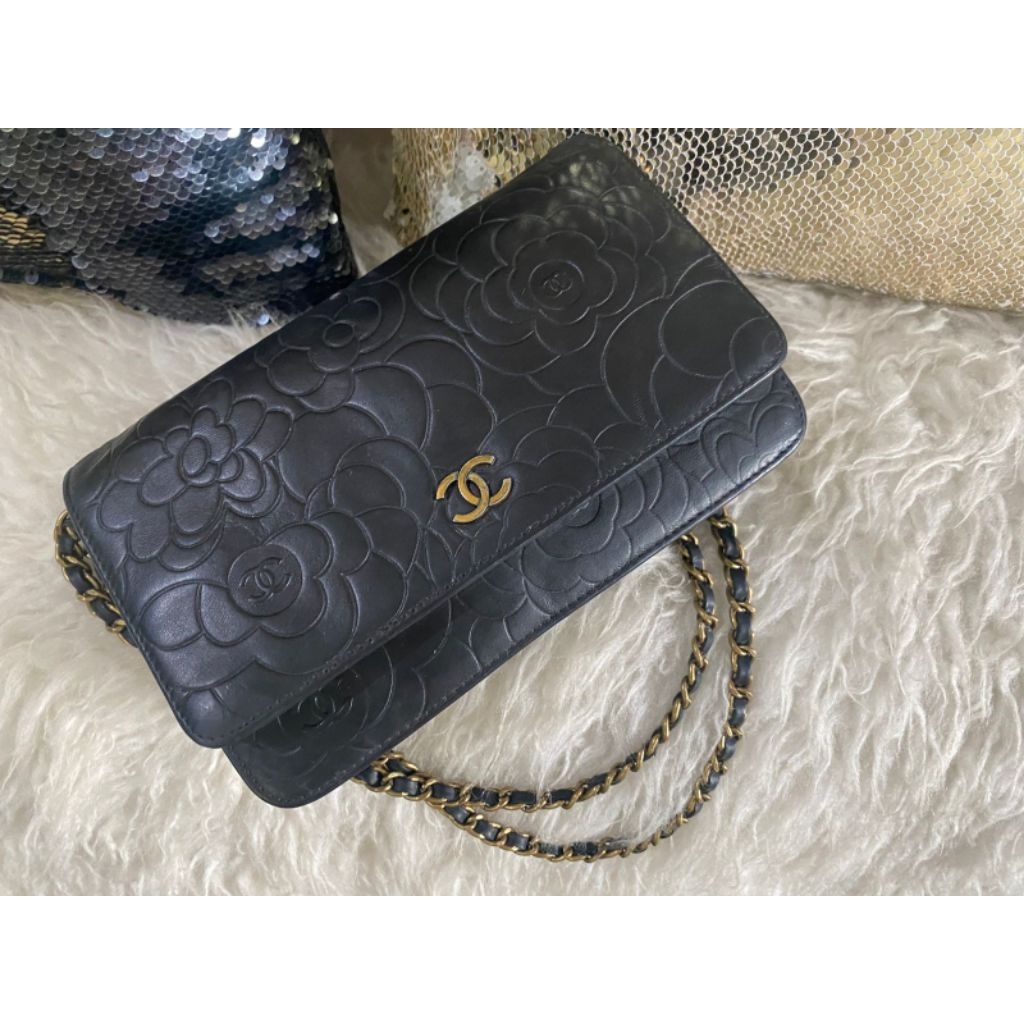 Chanel Wallet On Chain Camelia Calf Black Bag