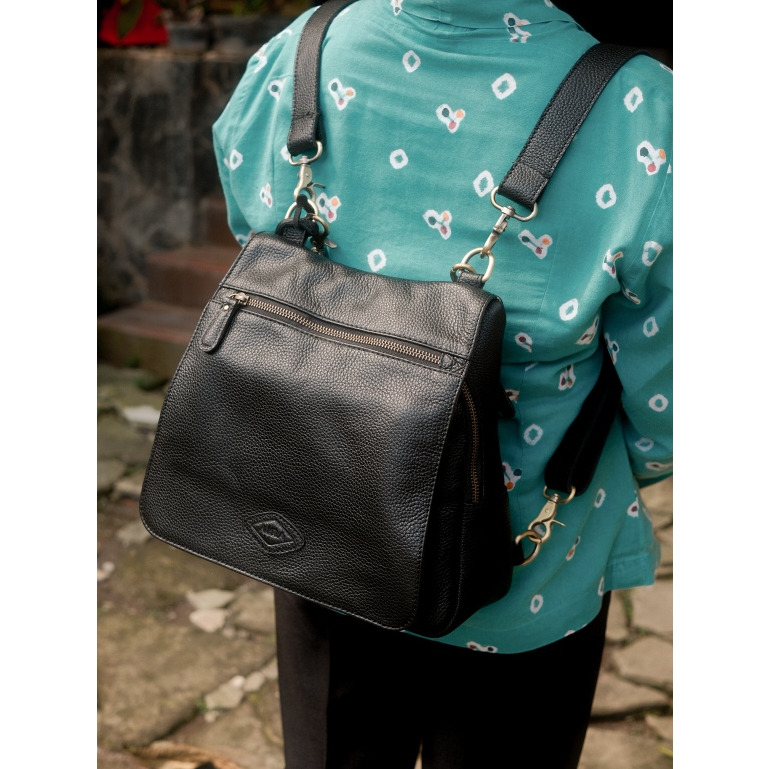 Tas Kulit Asli Wanita Backpack Zora 3 in 1 Tas Ransel Selempang Jinjing Multifungsi Tab 10 Inch