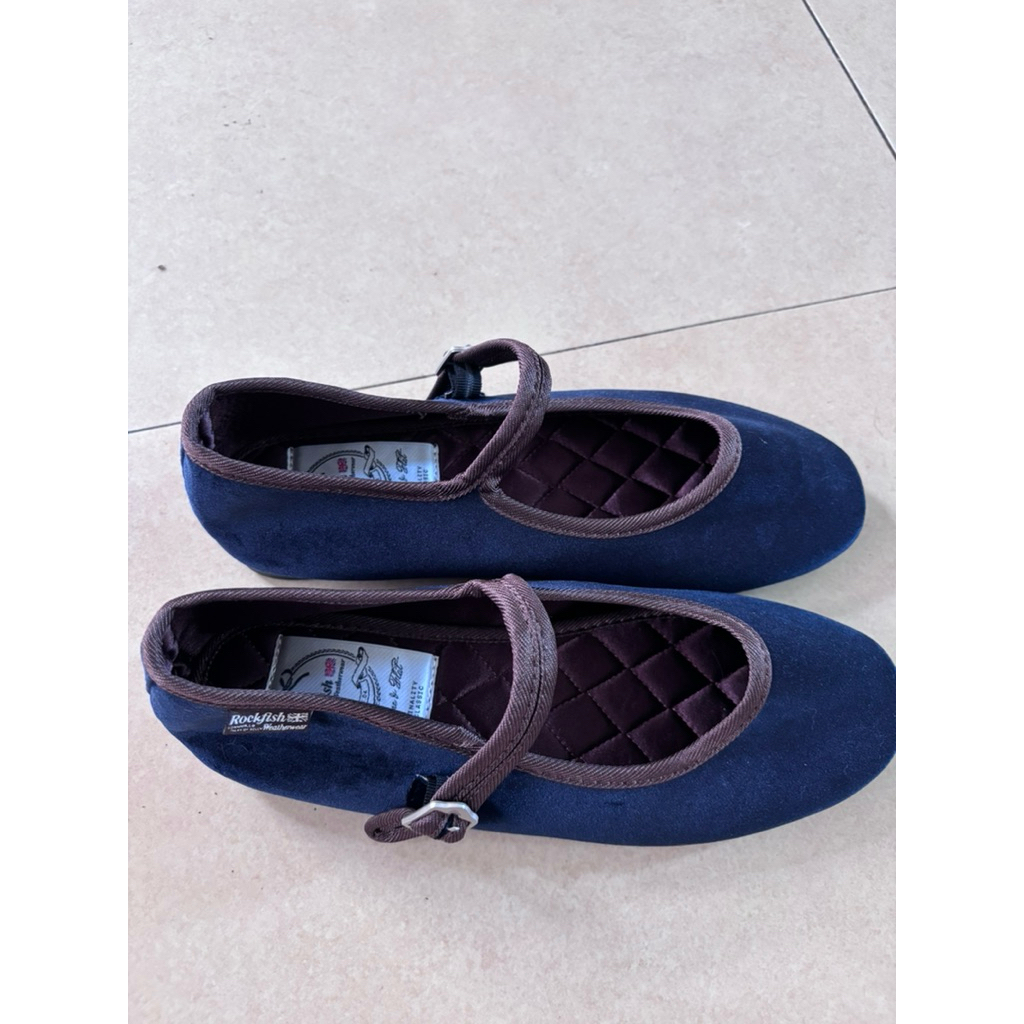 Rockfish Weatherwear Bella Quilted Mary Jane Shoes in Navy Blue