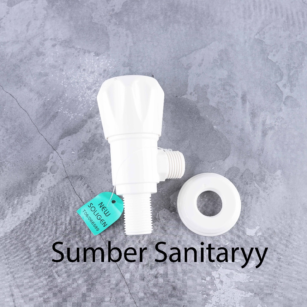 SOLIGEN Stop Kran PVC 1 2 Cabang Tee S16 S18 Keran Shower Tebal Single 1/2 Inch Putih