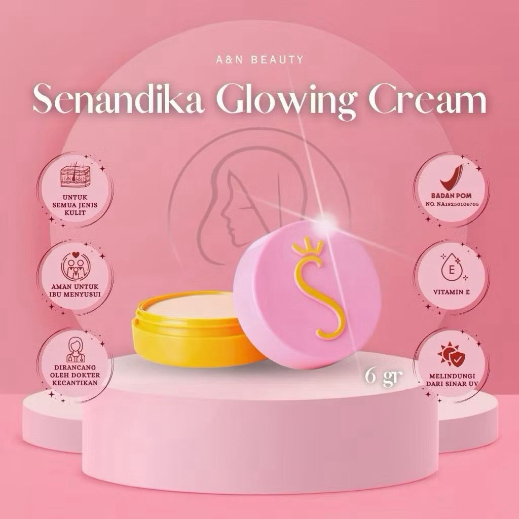 SENANDIKA Glowing Cream 6gr Mencerahkan Kulit Vitamin E Beeswax Semua Kulit