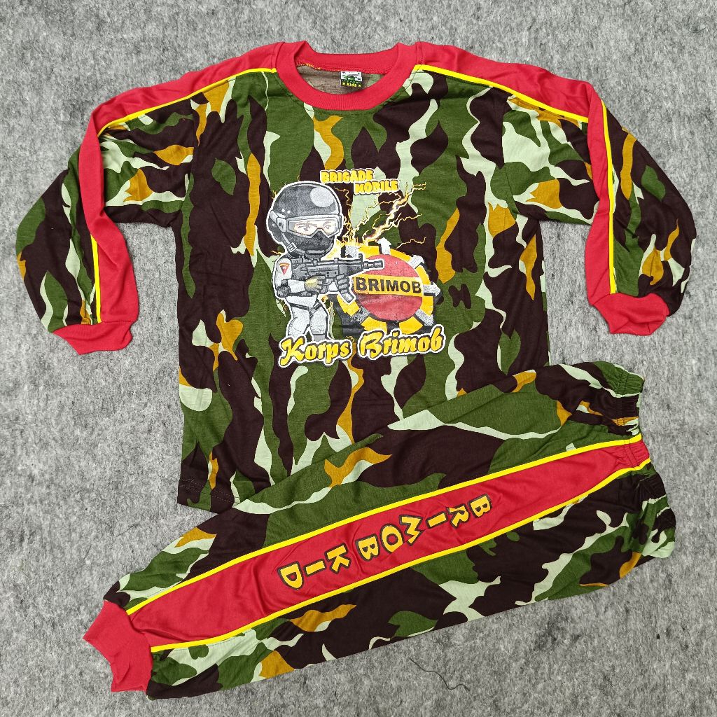 Kaos Setelan Anak LORENG BRIMOB Panjang / Kaos Anak Loreng Brimob / Kaos Loreng Brimob Anak