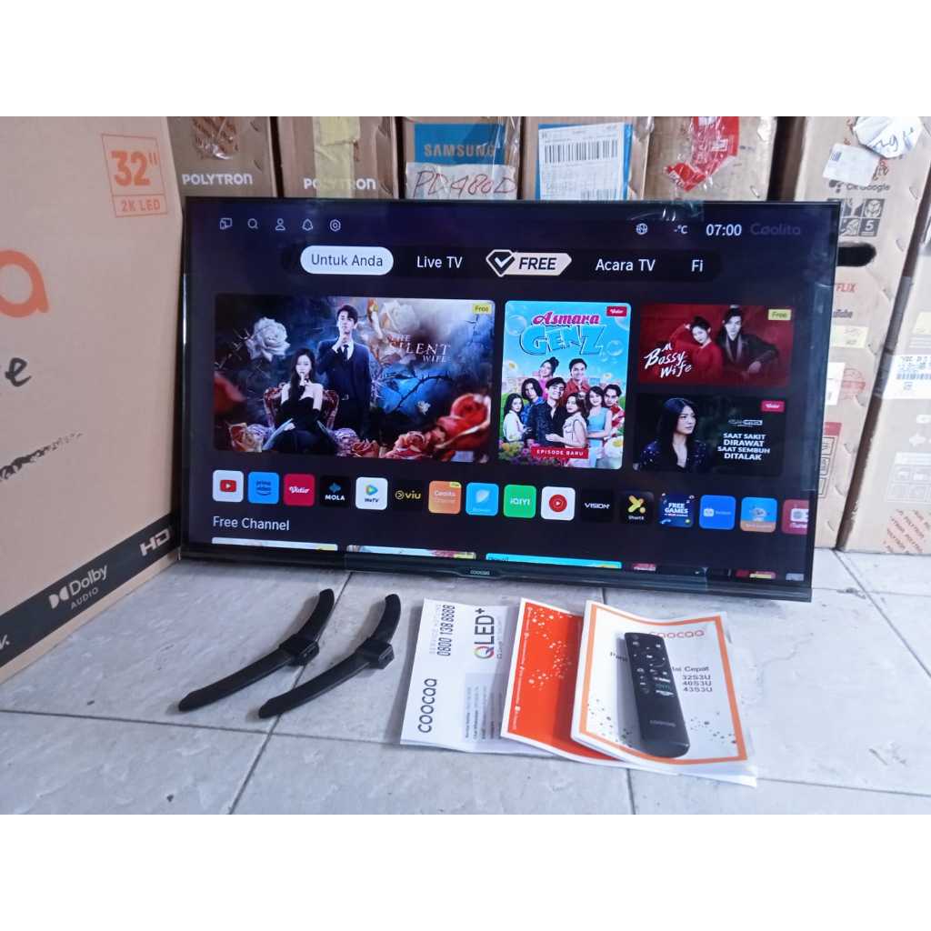 TV LED Coocaa 32 inci HD SMART TV YouTube Digital TV Kondisi bekas pemakaian 6936F