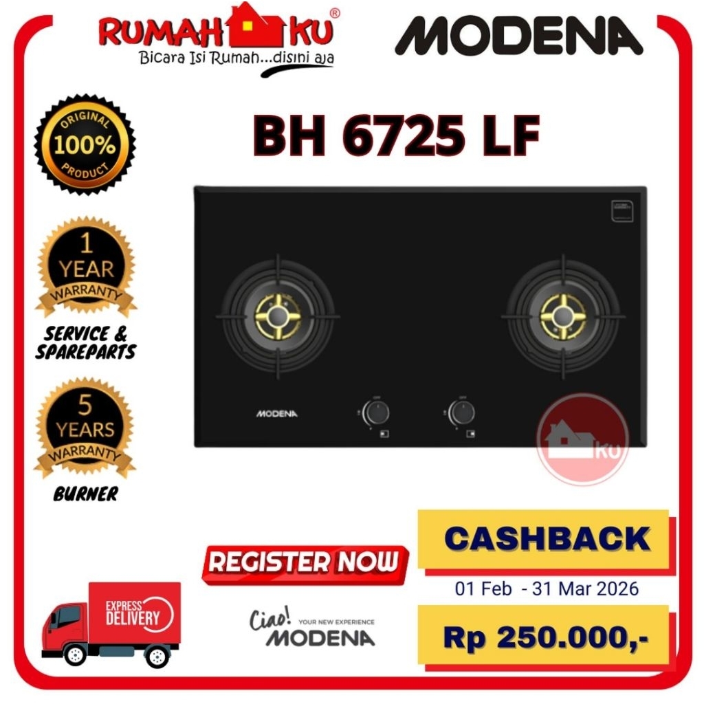 KOMPOR 2 TUNGKU MODENA  DORATO - BH 6725 LF