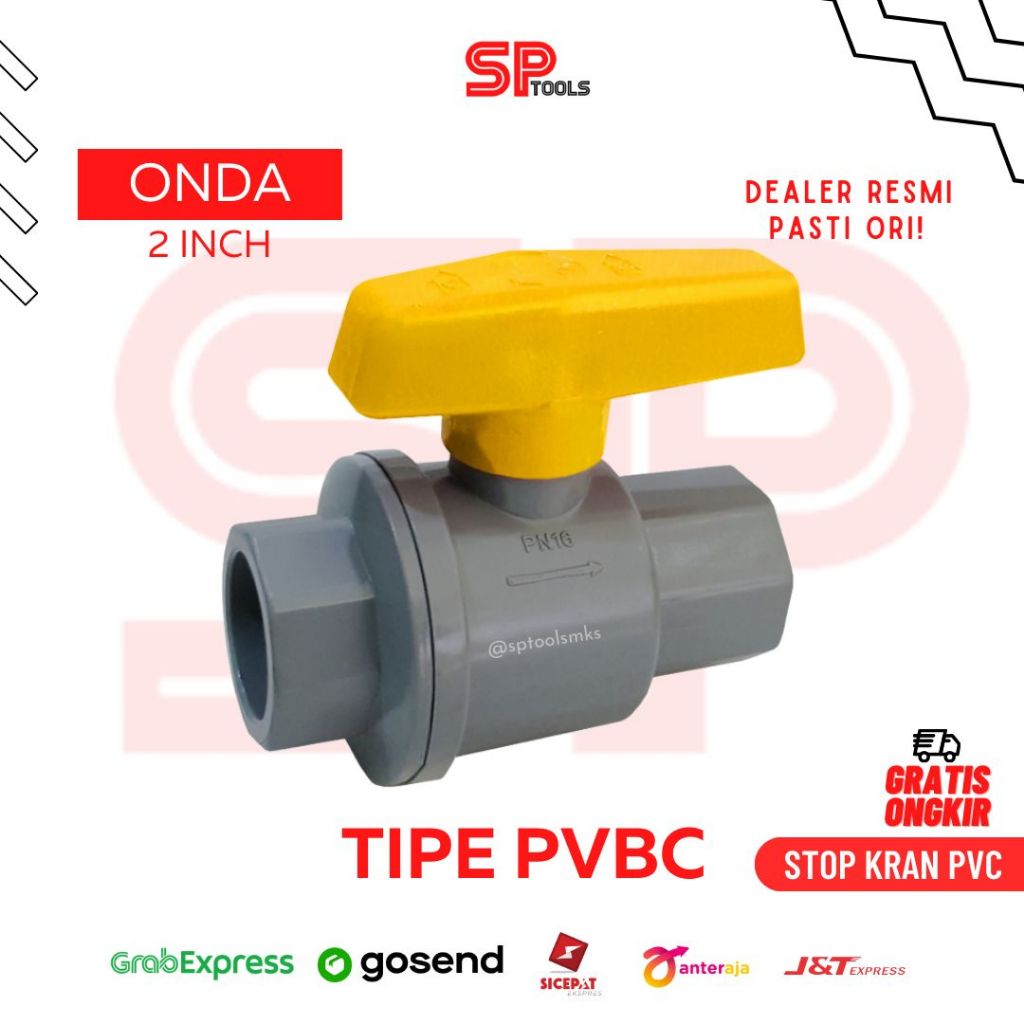 STOP KRAN PVC / BALL VALVE PVC / KRAN AIR PLASTIK PVCBV 2" 2 INCH ONDA