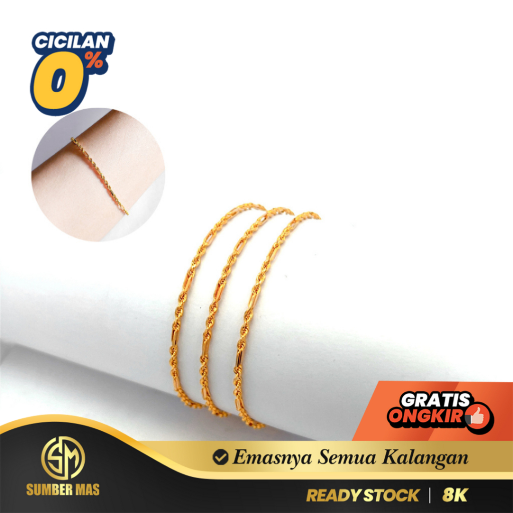 GELANG RANTE EMAS MILIER FASHION 8K - SUMBER MAS