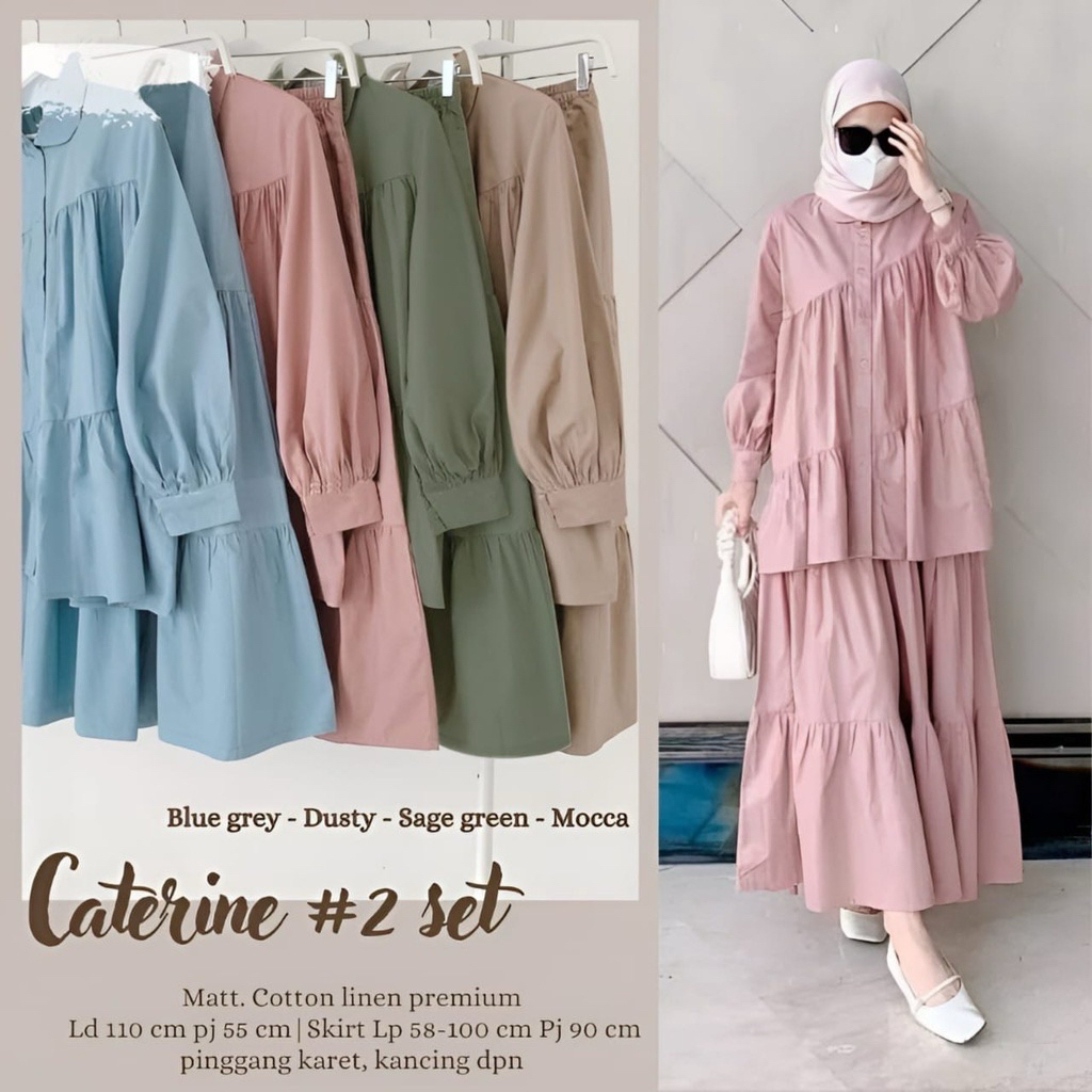 ONE SET ATASAN DAN ROK TUNIK BAHAN LINEN JASTIP [READY]