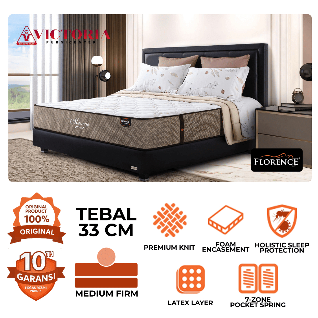 Florence  Masseria  Fullset  Full Set  180 x 200  180x200  Kasur Spring Bed Springbed Termurah Palin