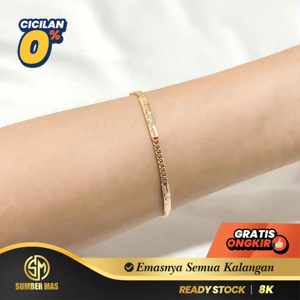 SUMBER MAS - Gelang Rante Emas Plat Mini Korea Fashion 8K