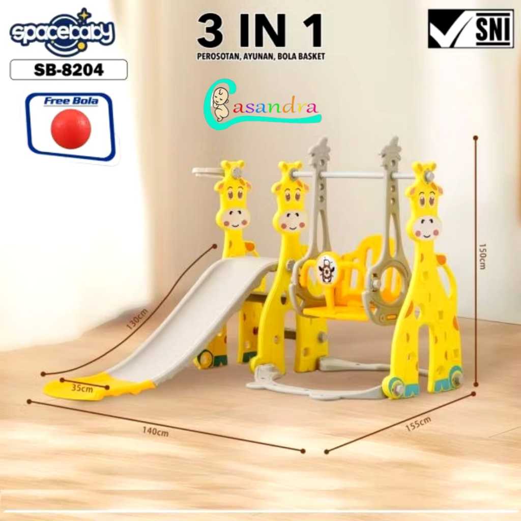 SpaceBaby 3 IN 1 Mainan Perosotan dan Ayunan Anak SB 8204 / Spacebaby Mainan Perosotan Anak