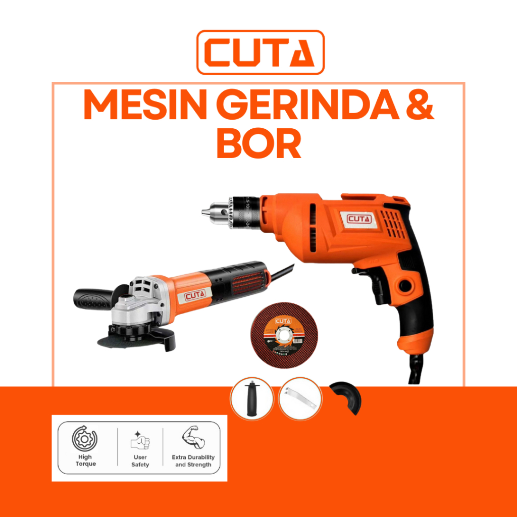 CUTA Set Mesin Bor & Gerinda 2in1 750W 700W Bor Listrik Gerinda Tangan Profesional