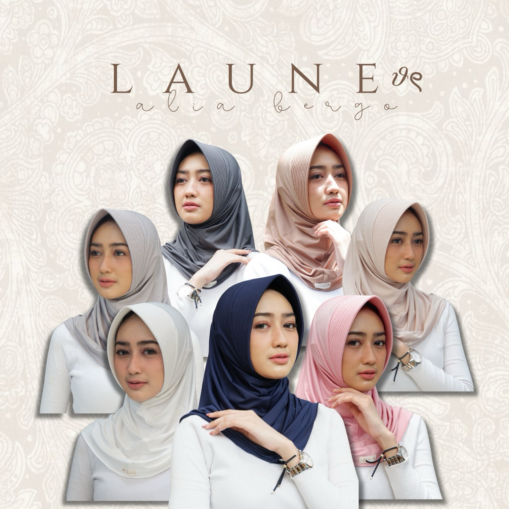 Laune Hijab-Alia Bergo Bahan Lycra Premium