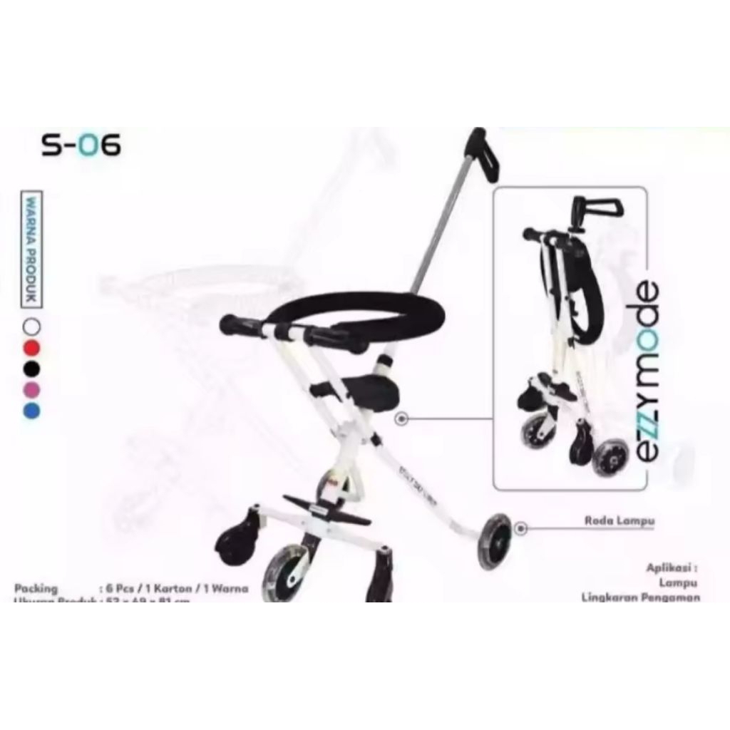 ezzy stroller PMB s06/kursi dorong baby, roda 5
