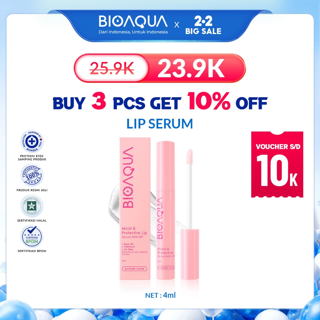 BIOAQUA Moist & Protective Lip Serum With SPF Moisturizing Berubah Warna Pink Lip Balm Lip Care Seru