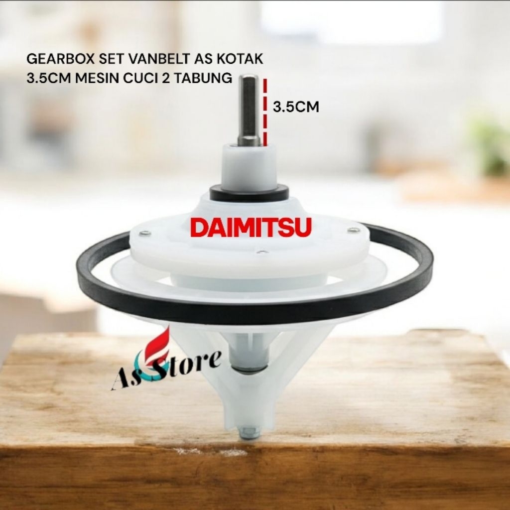 Gearbox Set VANBELT AS KOTAK Tinggi As 3.5CM/Gearbox Daimitsu/Gerbox Daimitsu Mesin cuci 2 Tabung