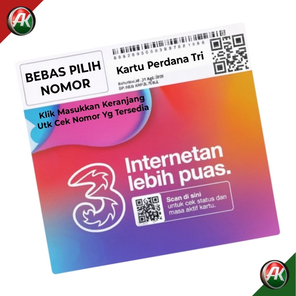 Kartu Perdana Tri Bebas Pilih Nomor