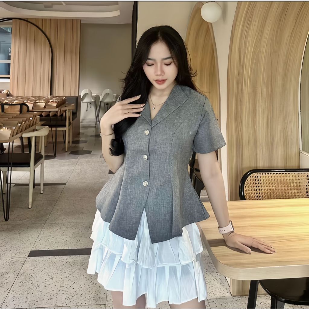 KARLA TOP - ATASAN WANITA MODEL BLAZER LENGAN PANJANG DAN PENDEK - BLOUSE WANITA KOREA SYTLE PREMIUM