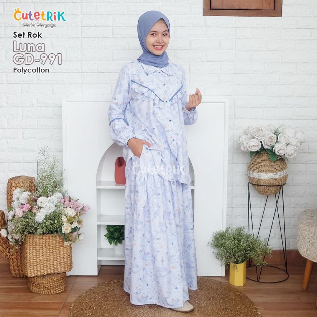 Korean Style, Cutetrik Set rok Cila/Luna  Anak dan remaja baru  usia 9-15 tahun